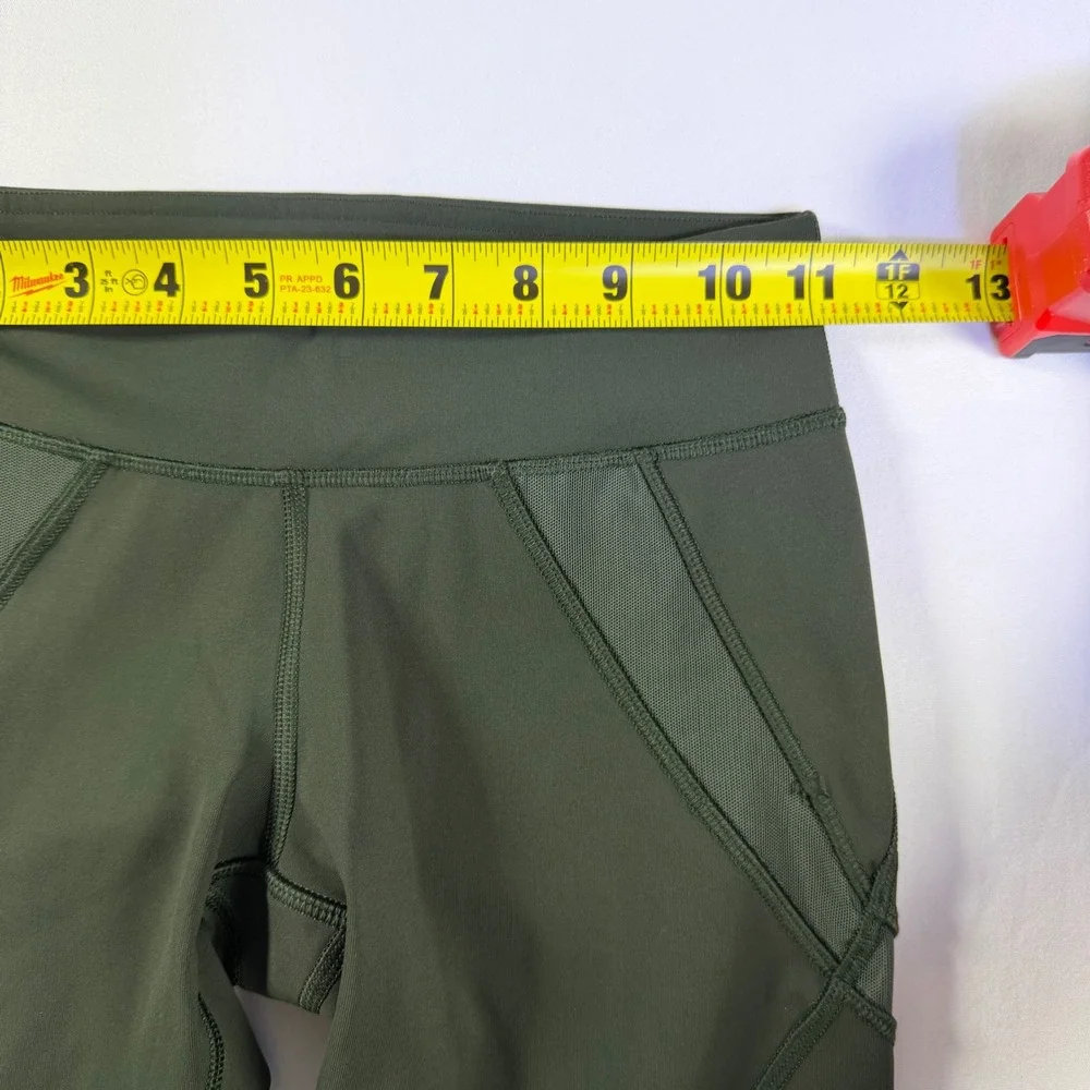 Lululemon Tight Stuff Crop II Dark‎ Olive Green Mesh Running Tights Yoga Size 2